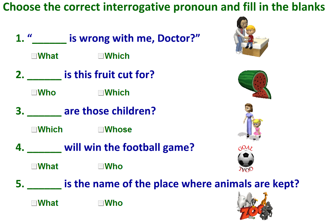 Interrogative Pronouns Worksheets For Grade 5